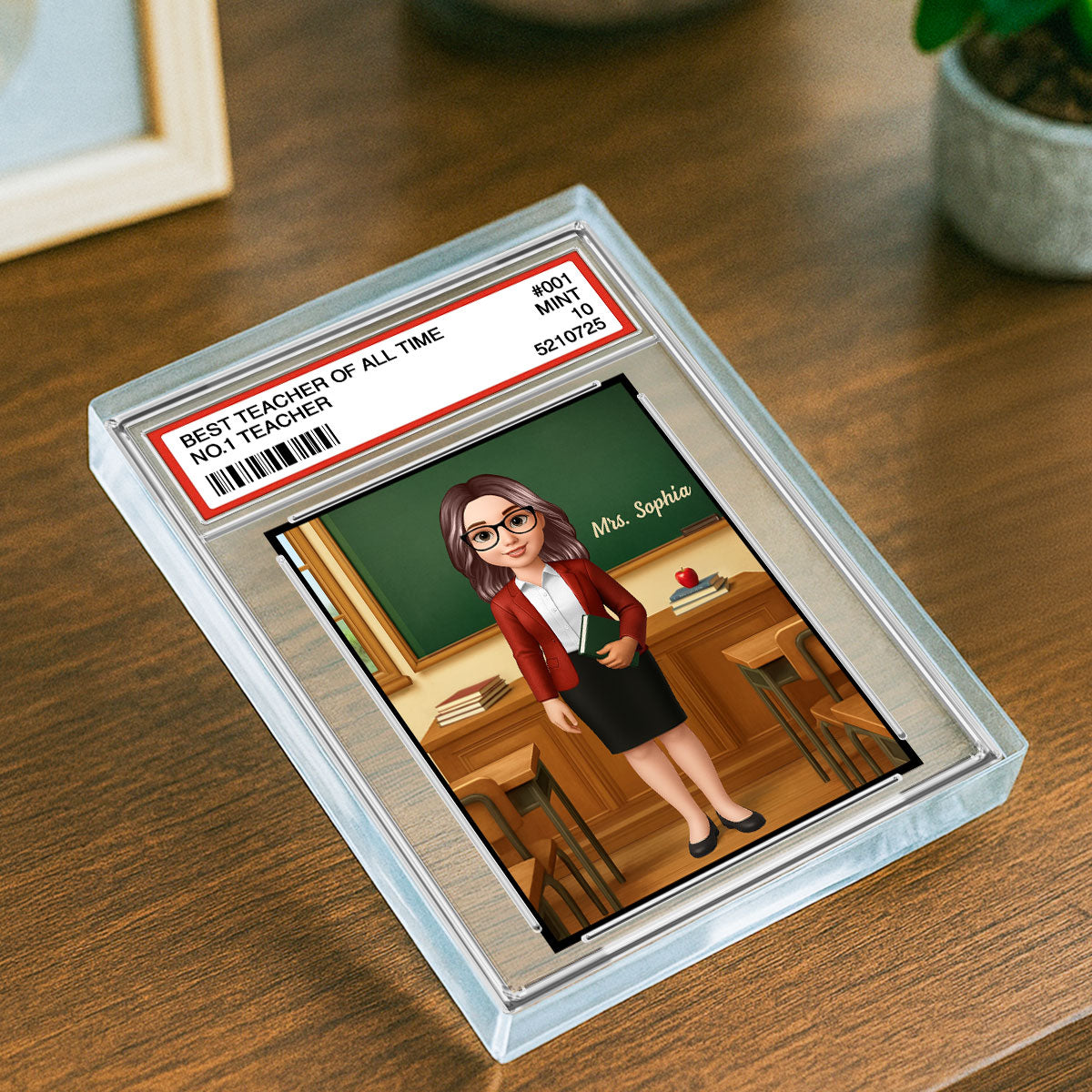 3D Effect Teacher Trading Card Style Personalized Acrylic Block Plaque