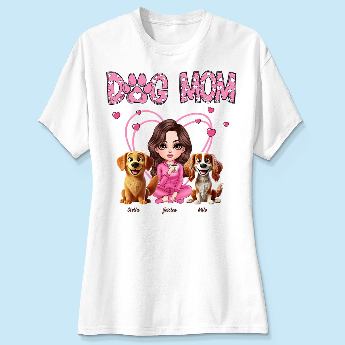 Pink Dog Mom Funny Cartoon Dog Personalized Shirt,  Gift For Dog Lovers, Dog Moms