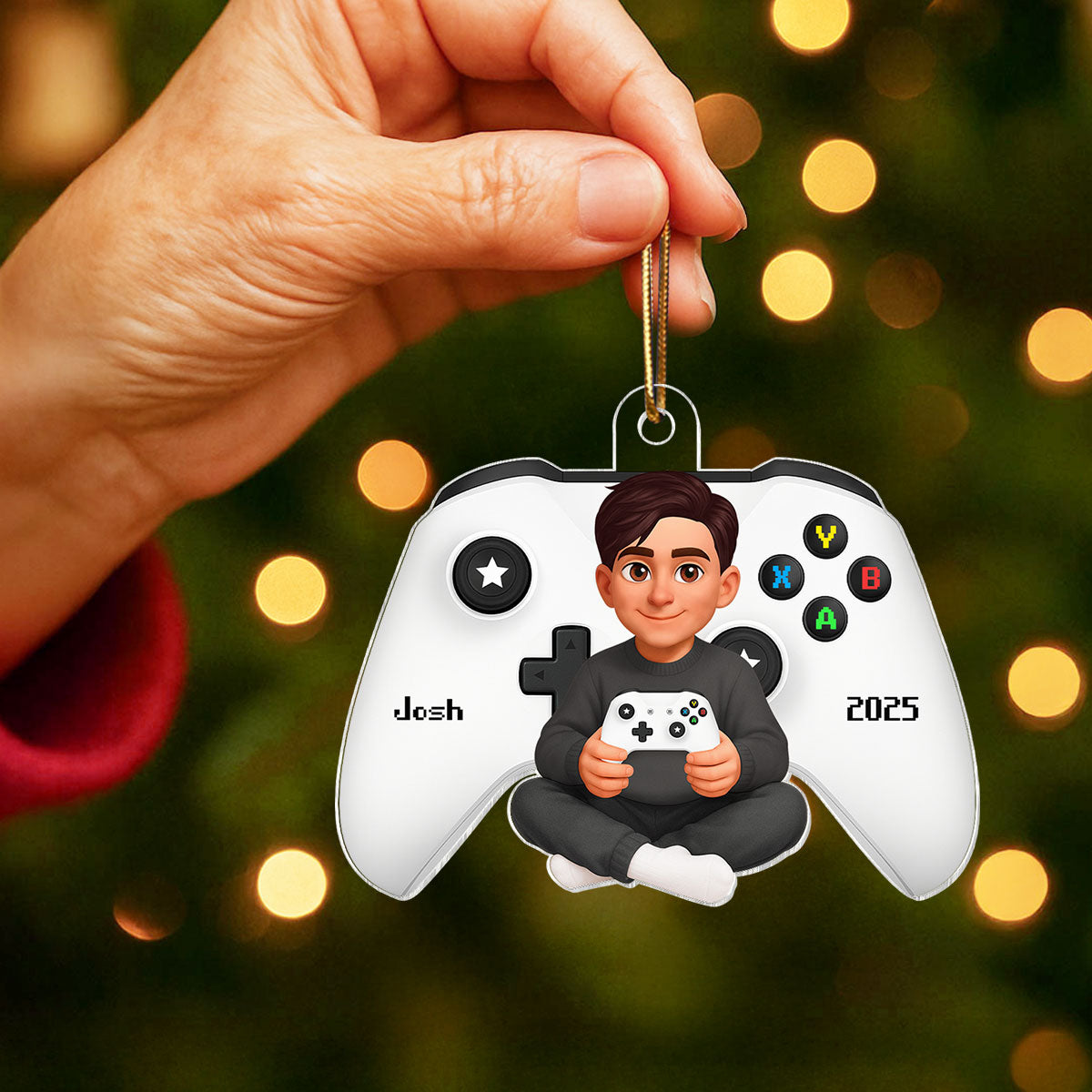 Personalized Gamer 3D Effect Ornament for Boys, Christmas Gift for Kids, Teenagers