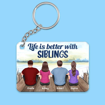 Life Is Better With Sisters Brothers Besties Siblings Lake View Personalized Acrylic Keychain