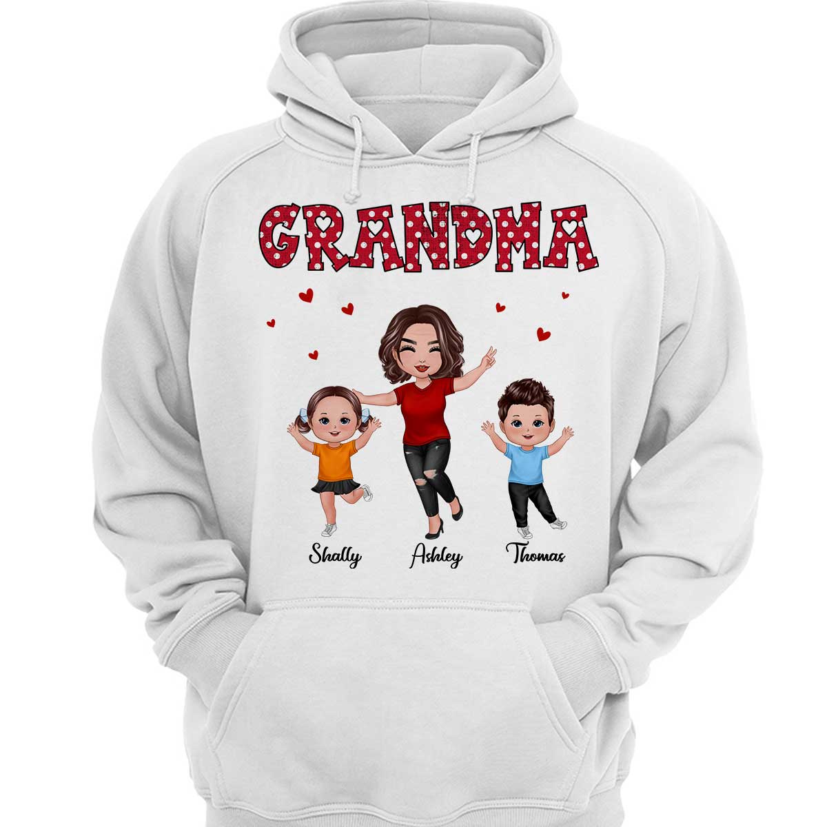 Polka Dot Pattern Happy Grandma And Grandkids Personalized Shirt