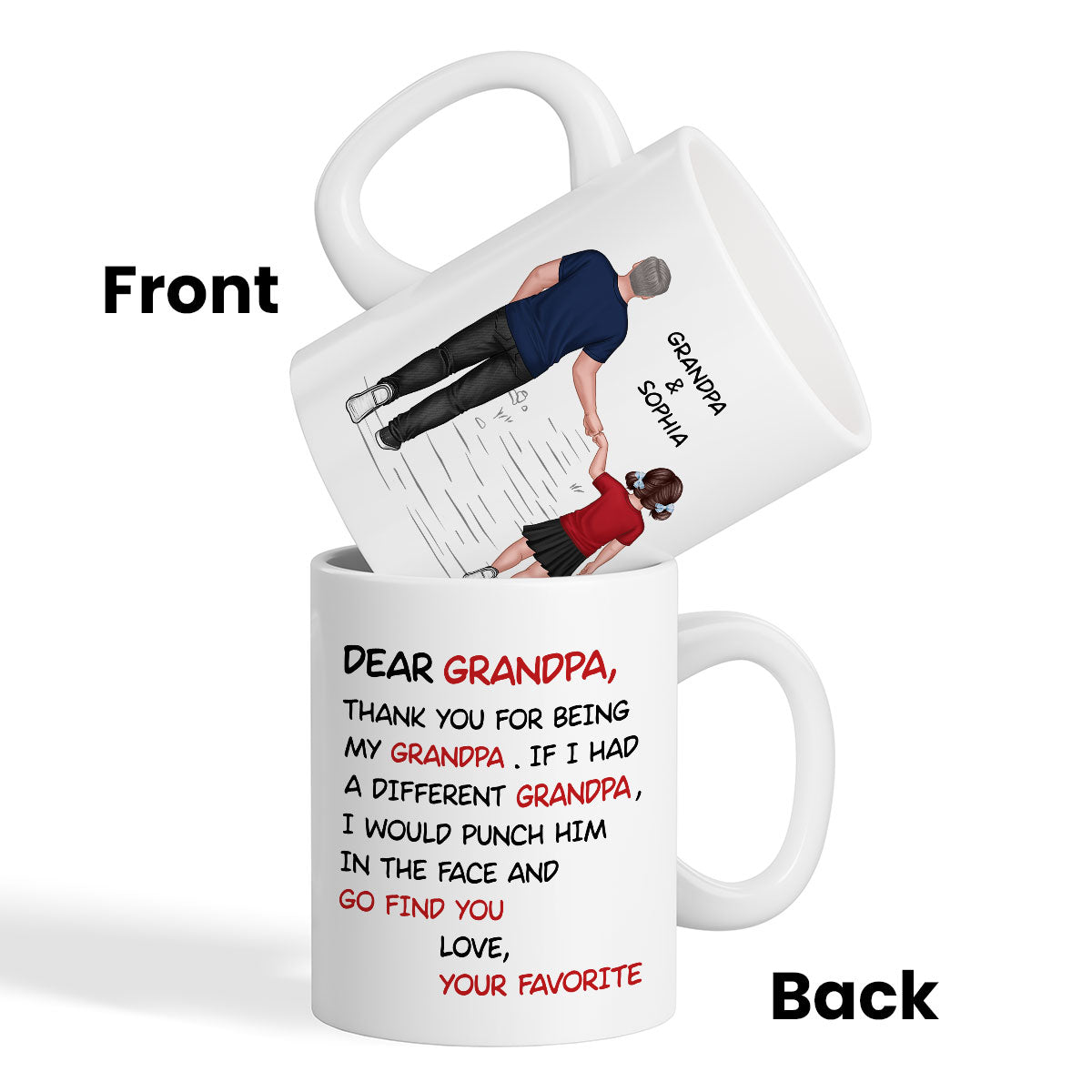 Dear Grandpa Thanks For Being My Grandpa Personalized Mug, Father's Day Gift For Grandpa