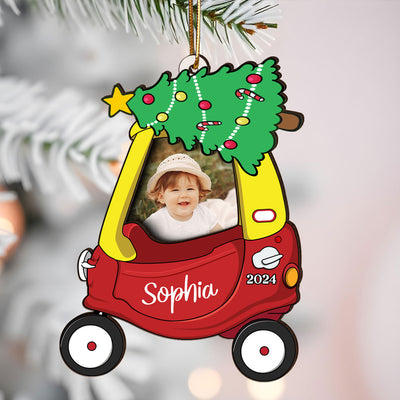 Cozy Coupe Personalized Kid Photo Frame Ornament, Christmas Decor