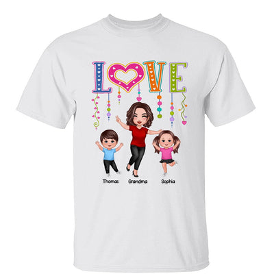 LOVE Happy Doll Grandma Mom With Kids Personalized Shirt