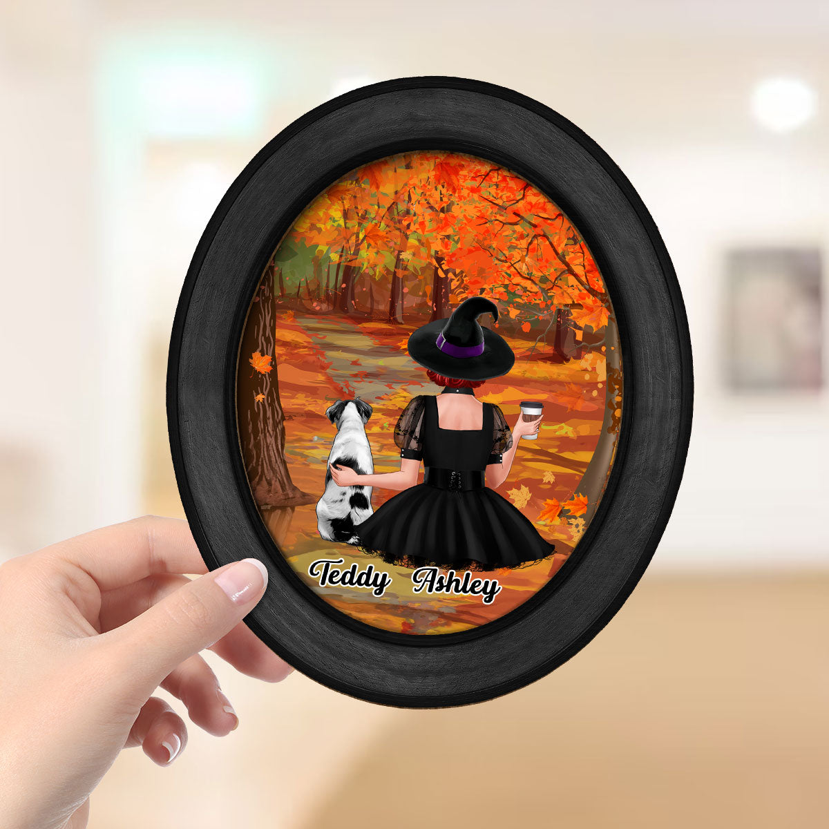 Fall Season Halloween Dog Mom Personalized 2-Layer Wooden Plaque, Halloween Decoration