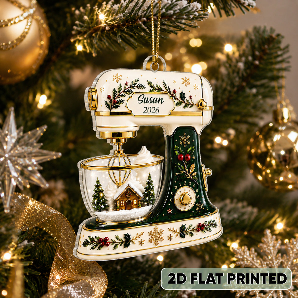 Christmas Baking Mixer - Personalized Acrylic Ornament - Gift for Bakers
