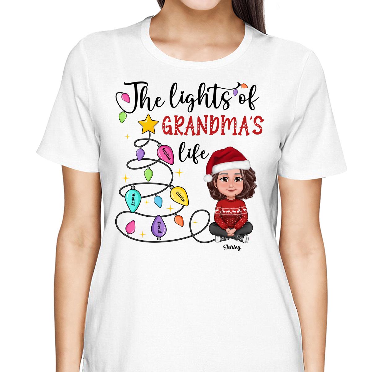 The Light Of Grandma Mom Life Christmas Personalized Shirt