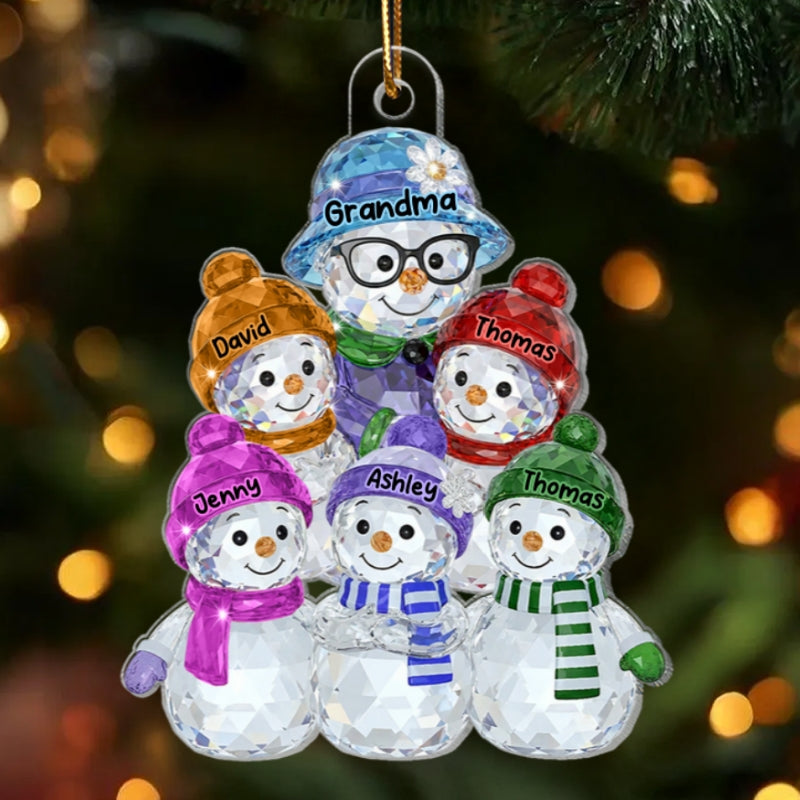 Grandma Hugging Grandkids Pattern Crystal - Personalized Acrylic Ornament - Heartwarming Christmas Gift For Grandma, Family