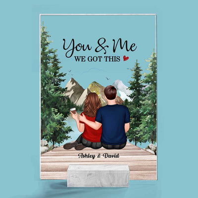 Embracing Couple Back View On Bridge Personalized Acrylic Plaque