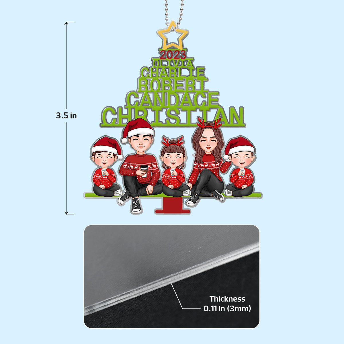Family Name Christmas Tree Personalized Acrylic Ornament
