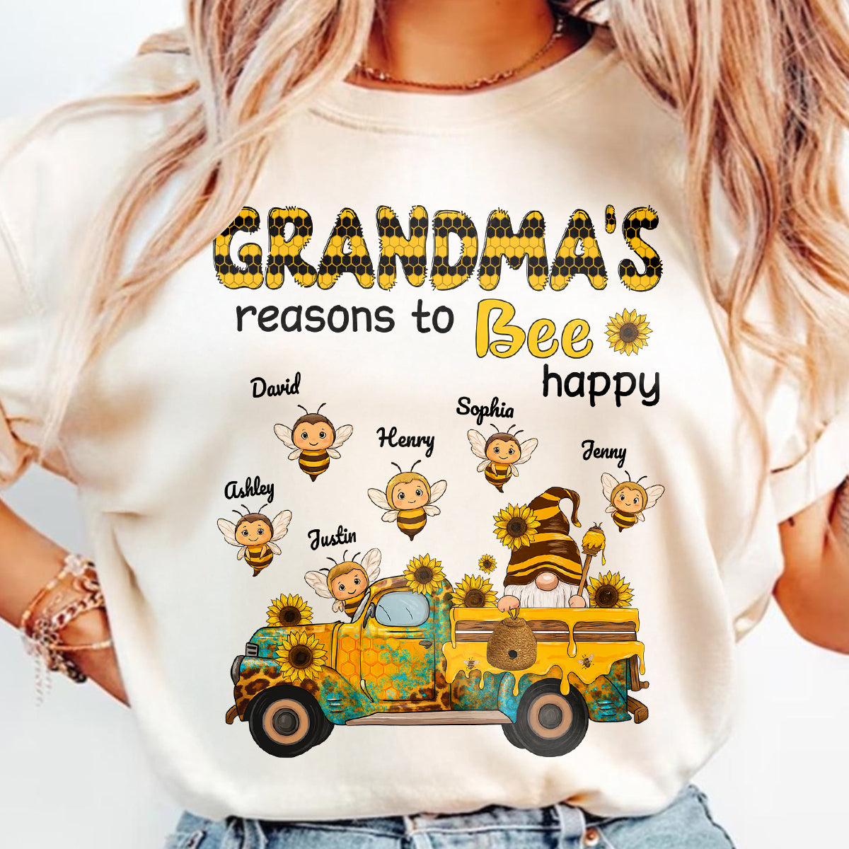 Gnome Grandma's Reasons to be Happy Personalized Sweatshirt, Cozy Fall Sweatshirt for Grandma