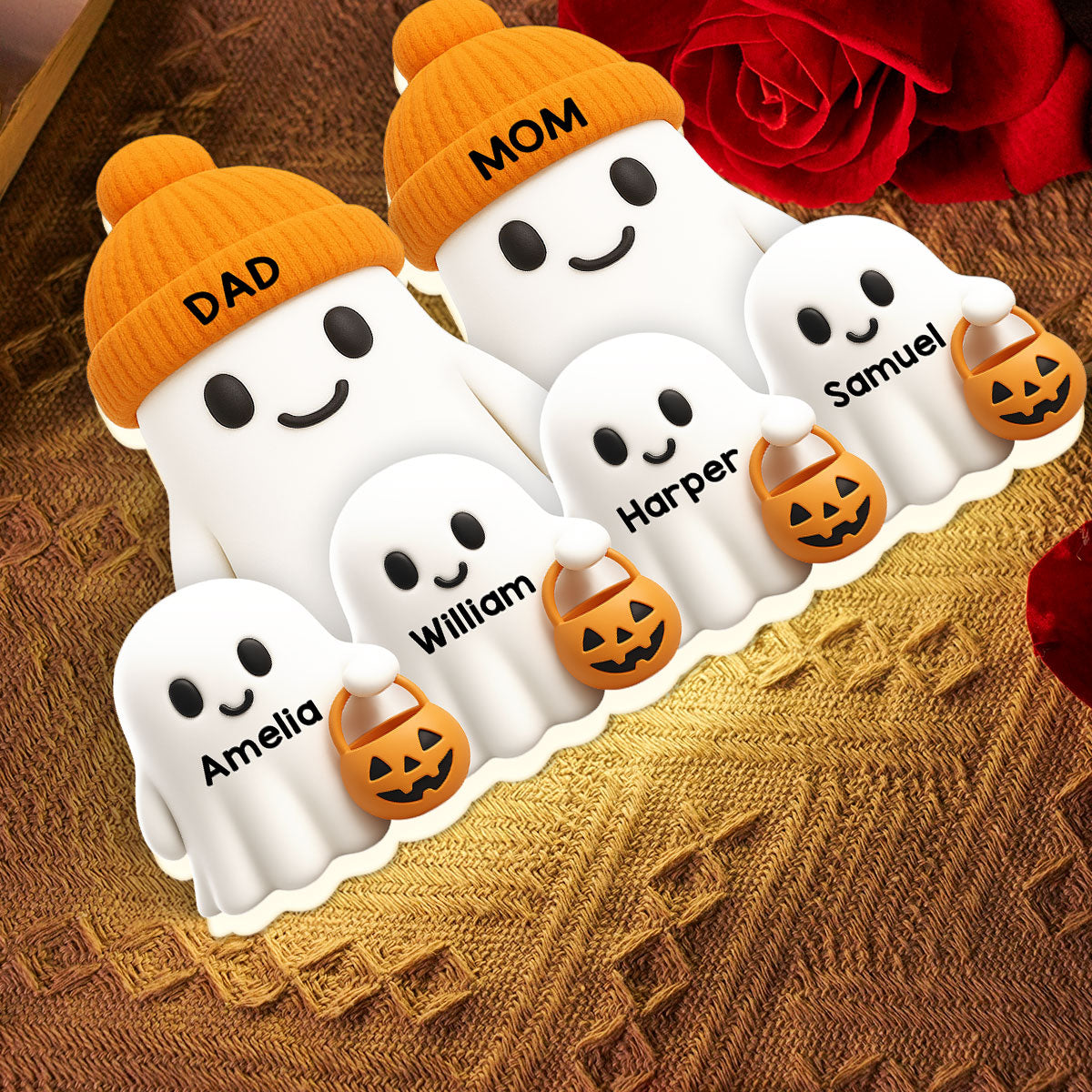 Family Dad Mom Kids Boo Crew Fall Halloween Decor - Personalized Light Box - Gift For Family