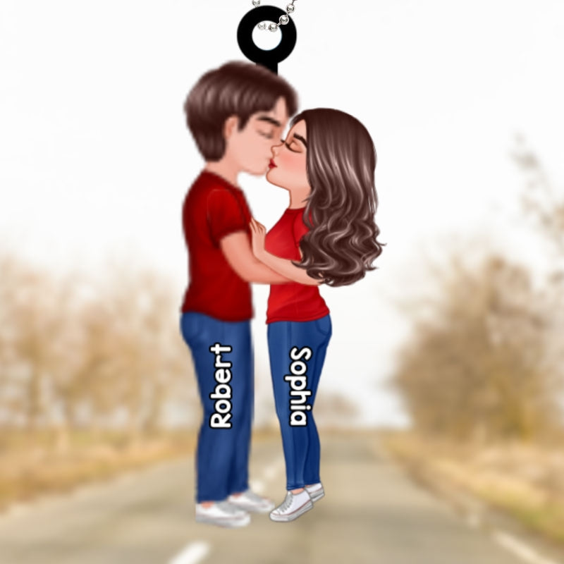Doll Couple Kissing Gift For Him Gift For Her Car Hanging Ornament Personalized Acrylic Ornament
