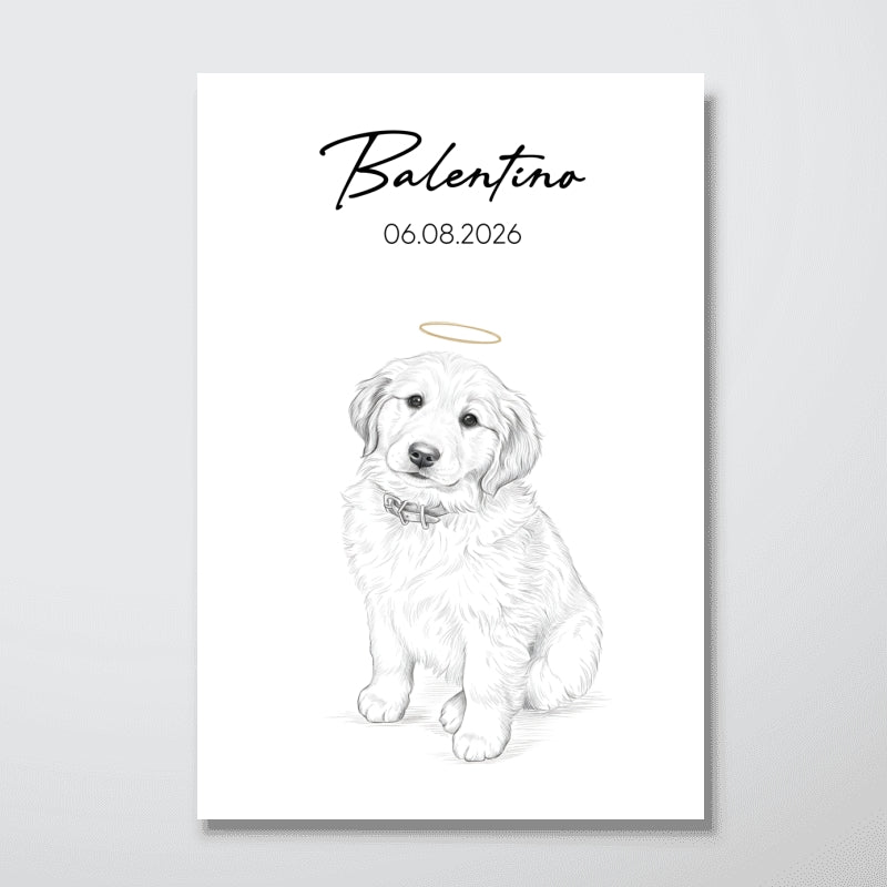 Custom Pet Memorial Portrait - Personalized Poster - Pet Loss Gift, Dog Cat Remembrance