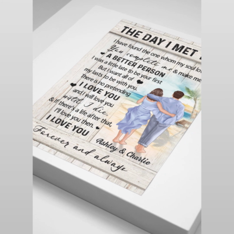 Couple Walking On The Beach Personalized Poster, Heartfelt Gift For Couple, For Him, For Her, Boyfriend, Girlfriend, Husband, Wife