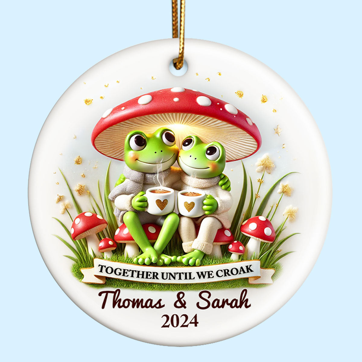 Together Until We Croak Couple Togetherness Keepsake 2D Flat Personalized Ceramic Ornament
