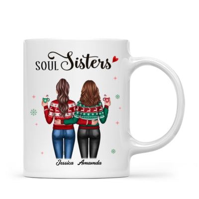 Christmas Standing Besties Back View Personalized Mug