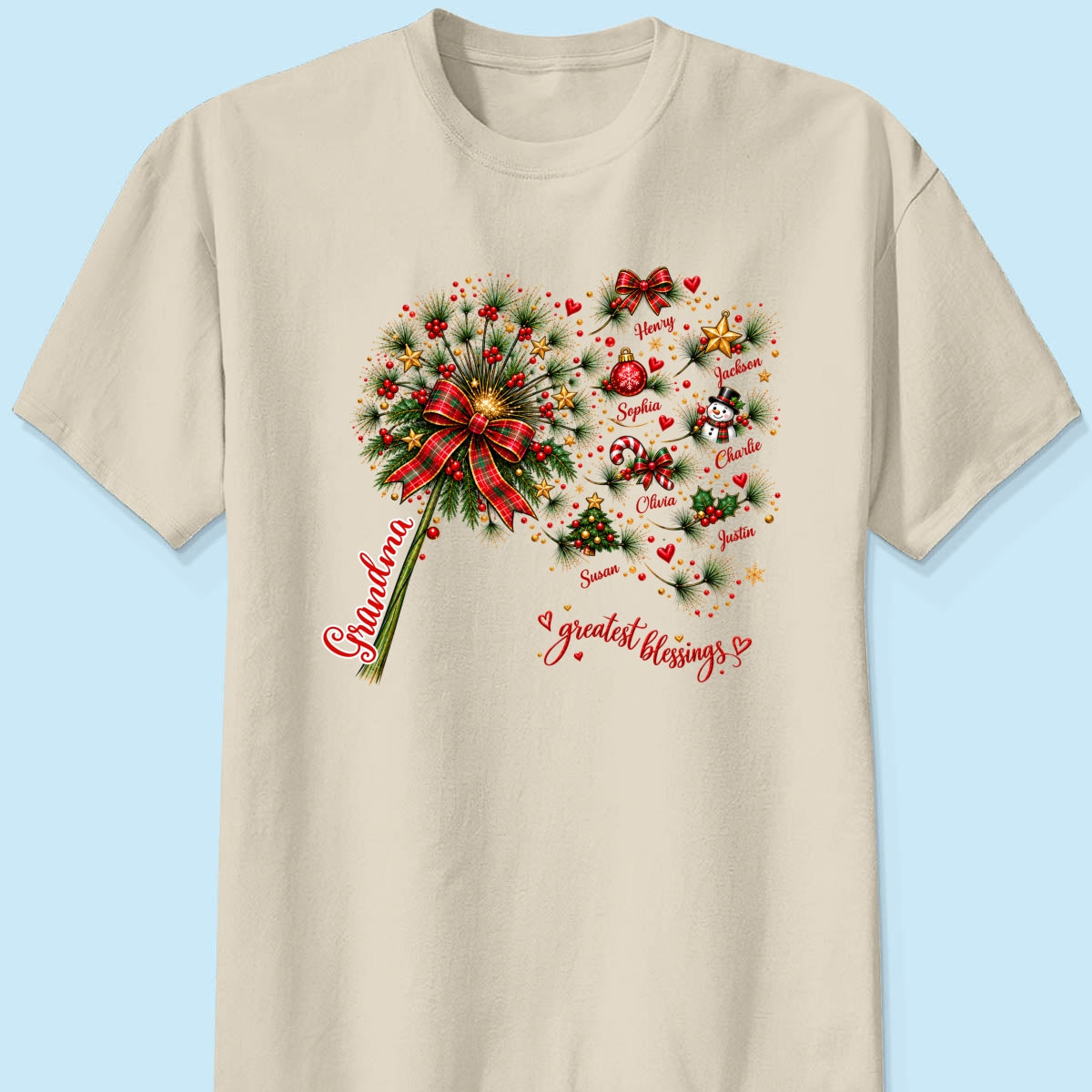Grandma's Christmas Magic Greatest Blessings - Personalized Shirt - Heartfelt Christmas Gift for Grandma