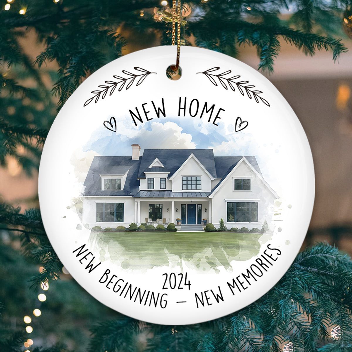 New Home New House New Beginning Photo Inserted Housewarming Gift Personalized Ceramic Ornament