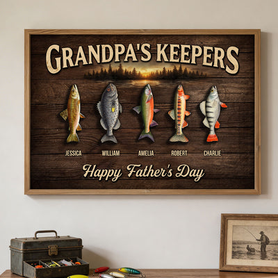 Fishing Grandpa's Keepers - Personalized Poster - Father's Day Gift For Grandpa, Dad