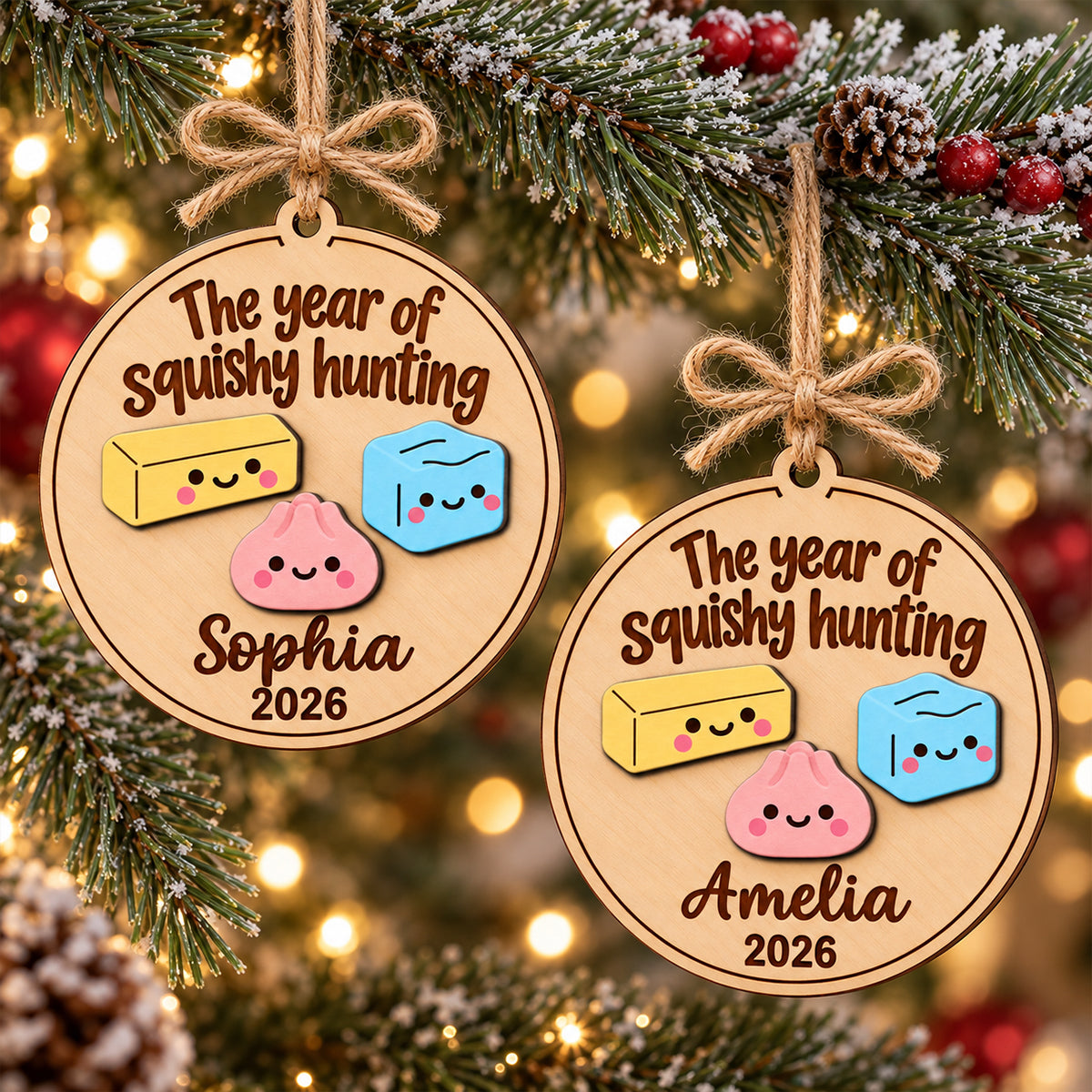 The Year Of Squishy Hunting - Personalized 2-Layered Wooden Ornament - Christmas Gift For Squishy Lovers, Keepsake 2026