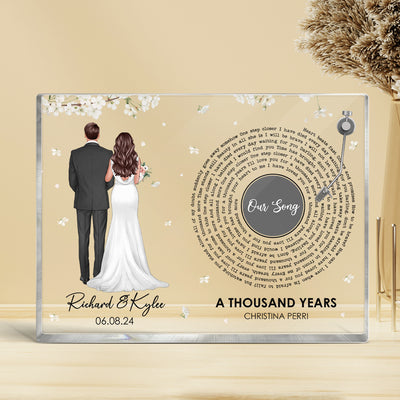 Bride & Groom First Dance Wedding Song Lyrics Custom Photo Wedding Gift, Anniversary Gift Personalized Acrylic Block Plaque