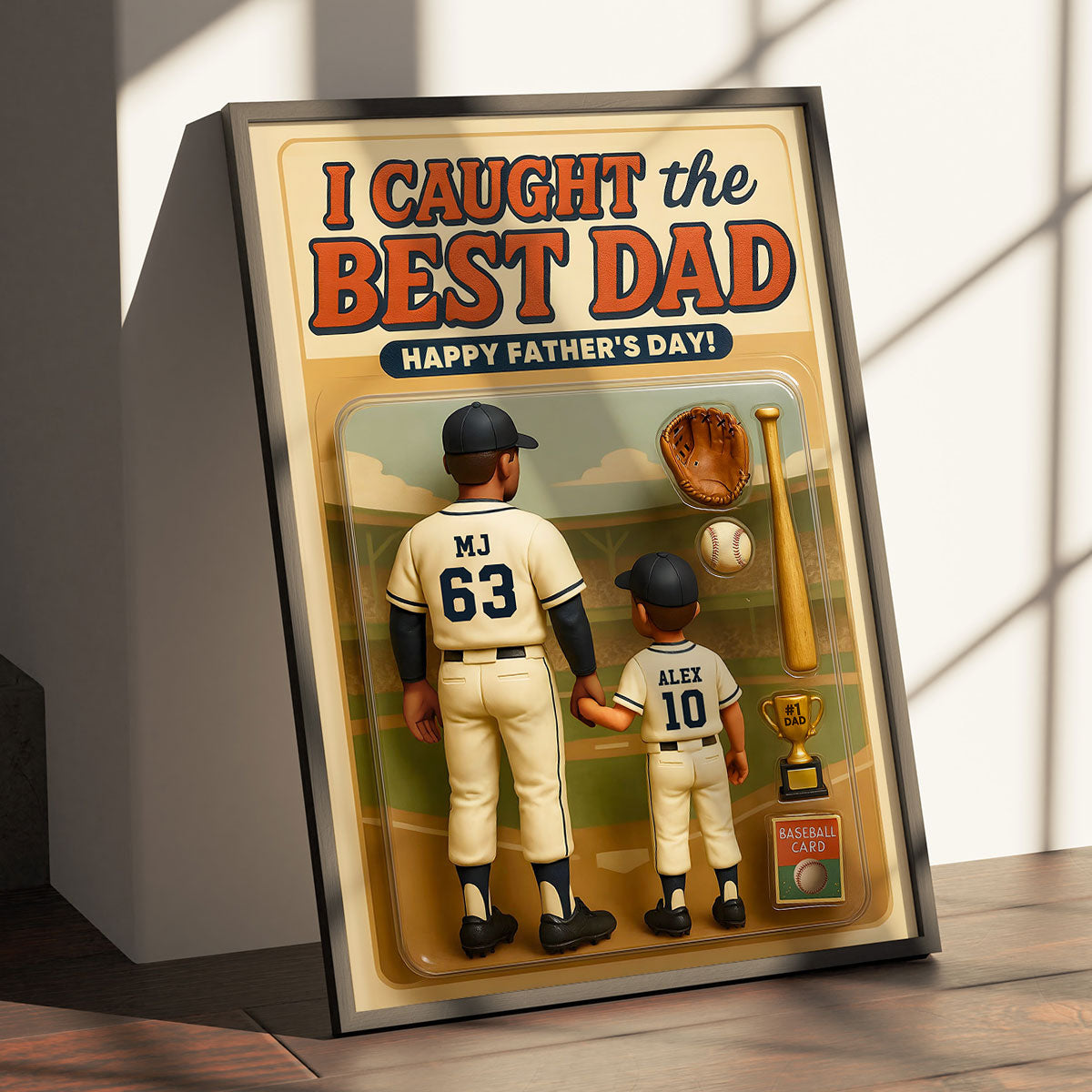We Caught the Best Dad Baseball Custom Figure Personalized Poster, Meaningful Father's Day Gift for Dad, Gift for Husband