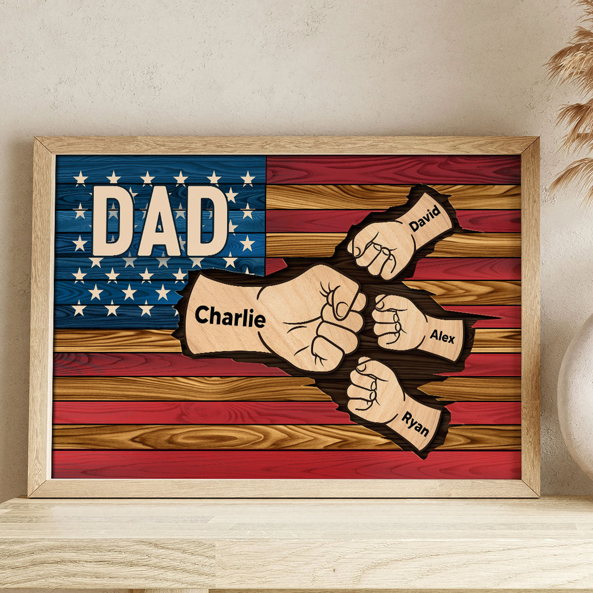 Grandpa Dad Nation Flag Fist Bump Personalized Poster, Gift For Grandpa, Dad