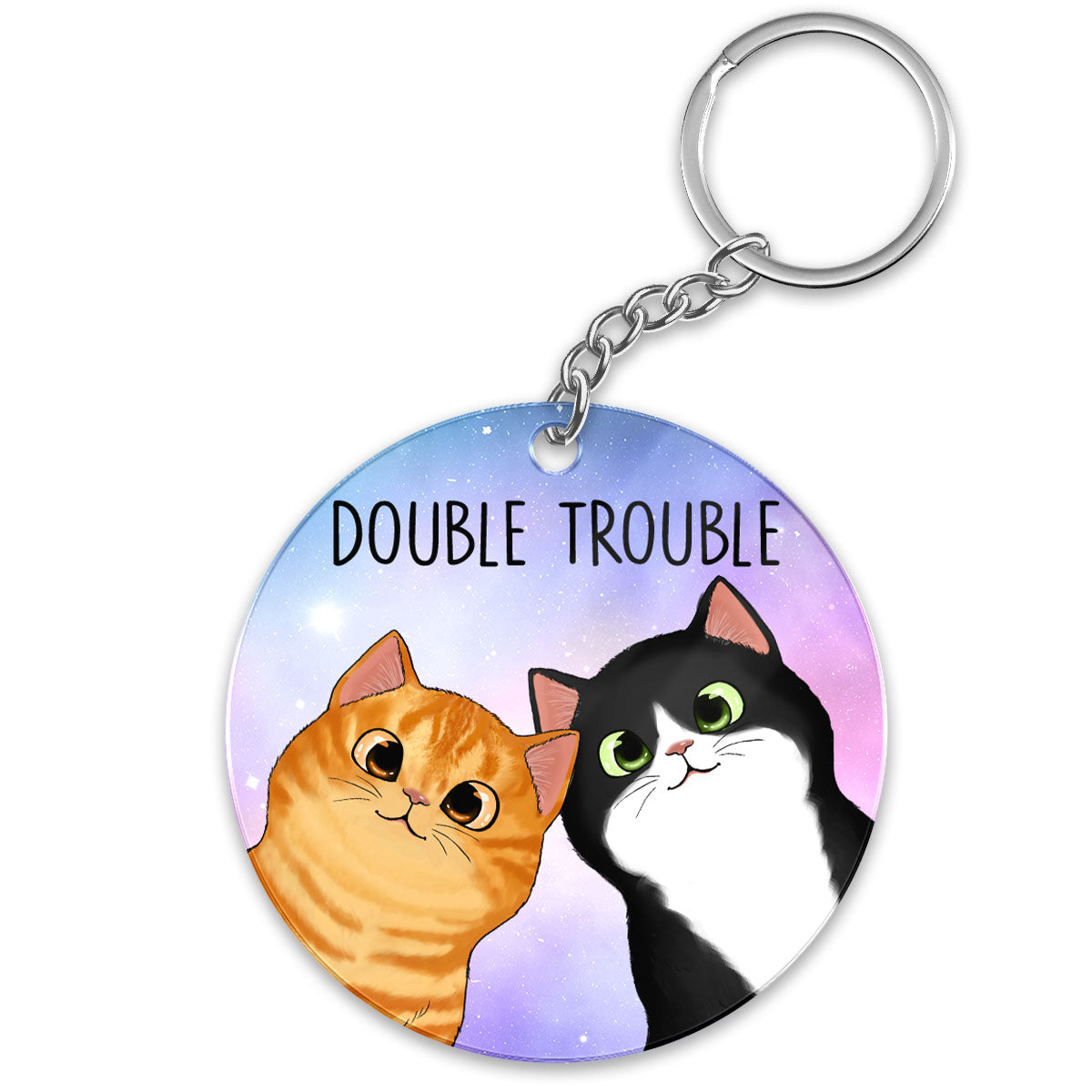 Peeking Fluffy Cats Double Trouble Gift For Cat Lover Different Back Ground Personalized Acrylic Keychain