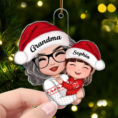 Doll Grandma Mom Hugging Kid Christmas Gift For Granddaughter Grandson - Personalized Ornament - Gift For Granddaughter, Grandson