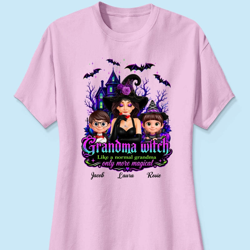 Grandma Mom Witch More Magical - Personalized Shirt - Halloween Spooky Scene, Gift for Grandma