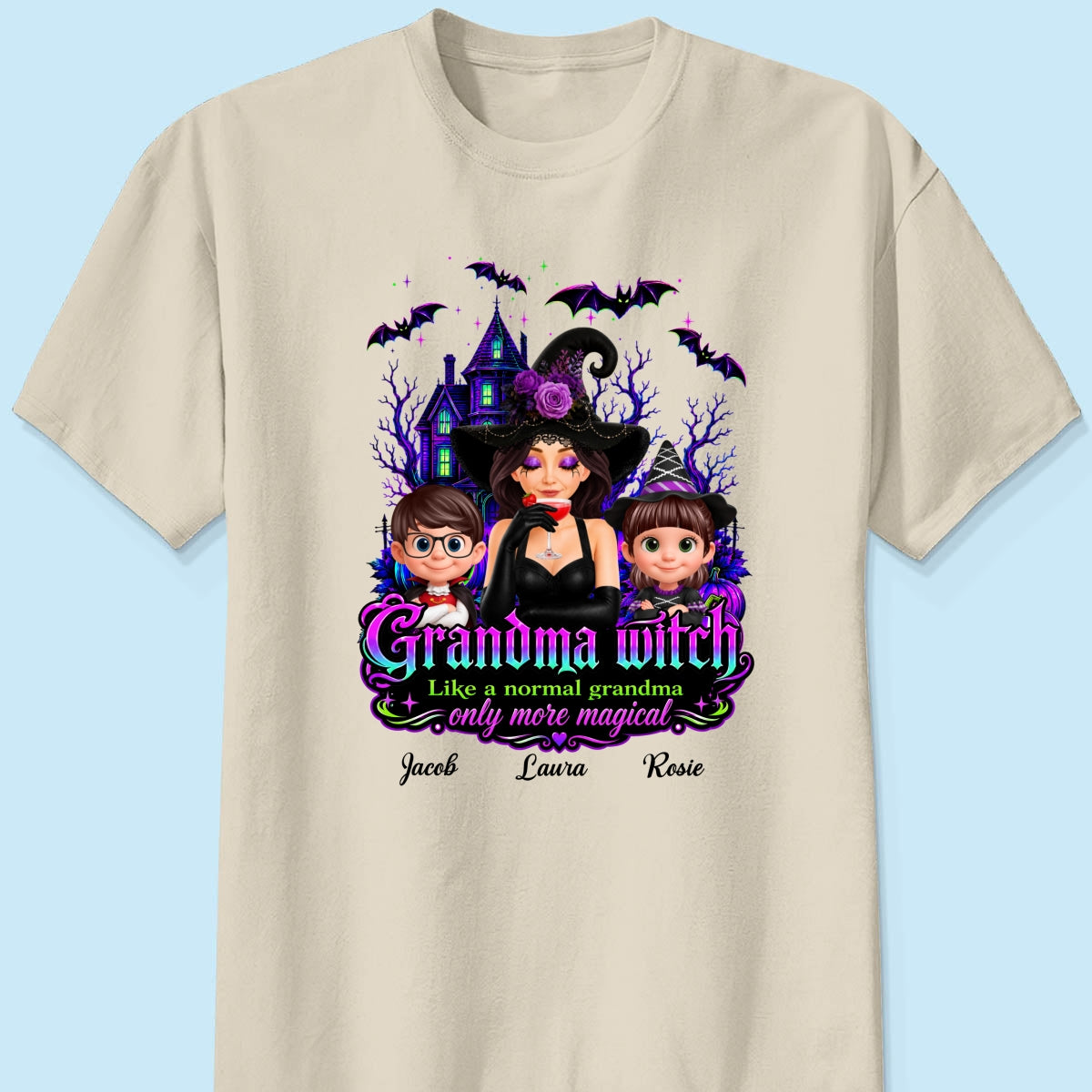 Grandma Mom Witch More Magical - Personalized Shirt - Halloween Spooky Scene, Gift for Grandma