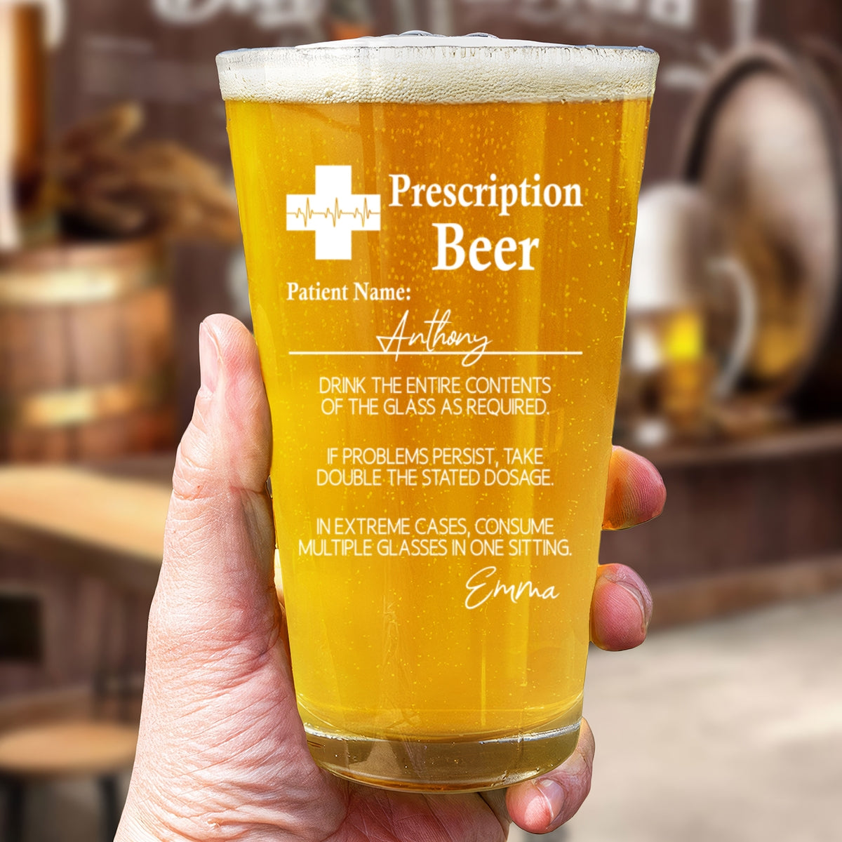 Prescription Beer Personalized Beer Glass, Funny Birthday Gift For Dad Brother Sister Bestie, Unique Father's Day Gift, Gift For Beer Lover