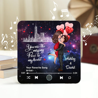The Missing Piece To My Heart Couple Kissing Favorite Song Personalized Music Fridge Magnet,  Gift For Couple