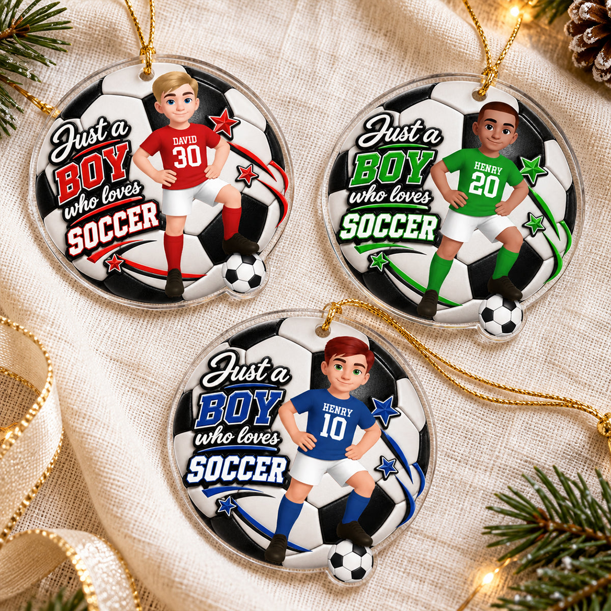 Just a Boy Who Loves Soccer - Personalized Acrylic Ornament - Christmas Gift for Son, Grandson, Nephew