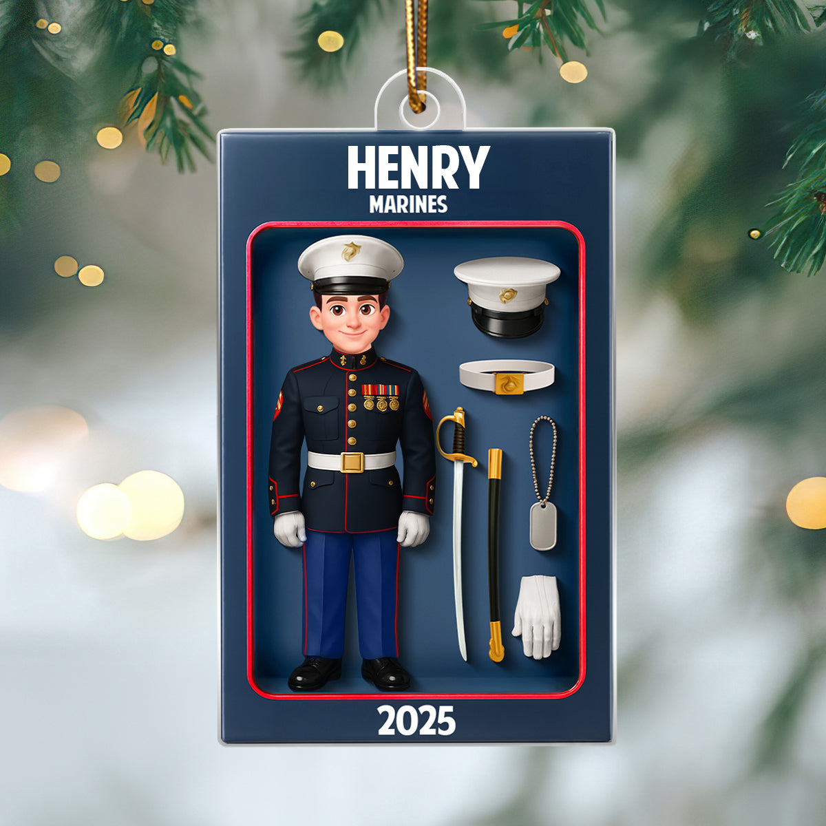 Marines Action Figure 3D Effect Personalized Acrylic Ornament - Special Gift For The Marines