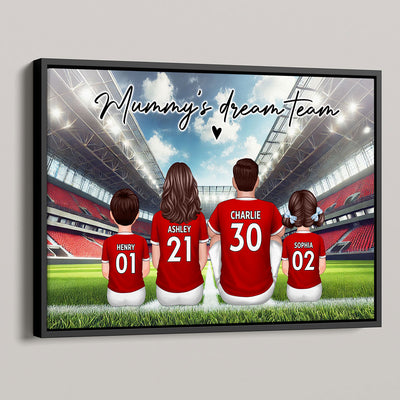 Mummy's Dream Team Football Family Sitting Personalized Poster, Gift for Mum, Wife