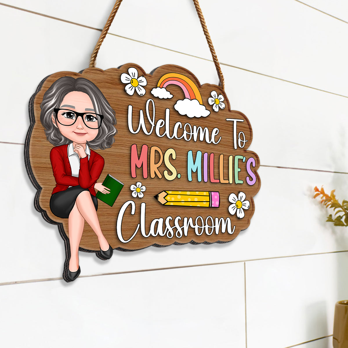 Personalized 3D Effect Teacher Door Sign, Welcome to Teacher's Classroom, Back to School Gift, Classroom Decoration