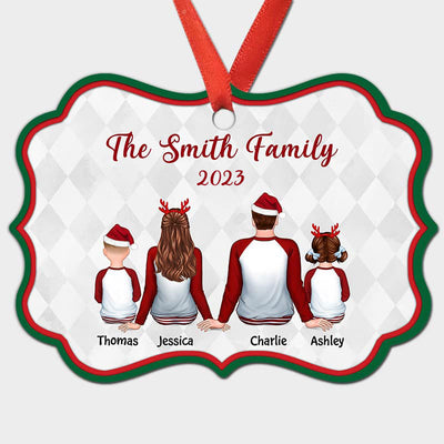Pajamas Family Couple Dad Mom Kids Dogs Cats Personalized Christmas Ornament