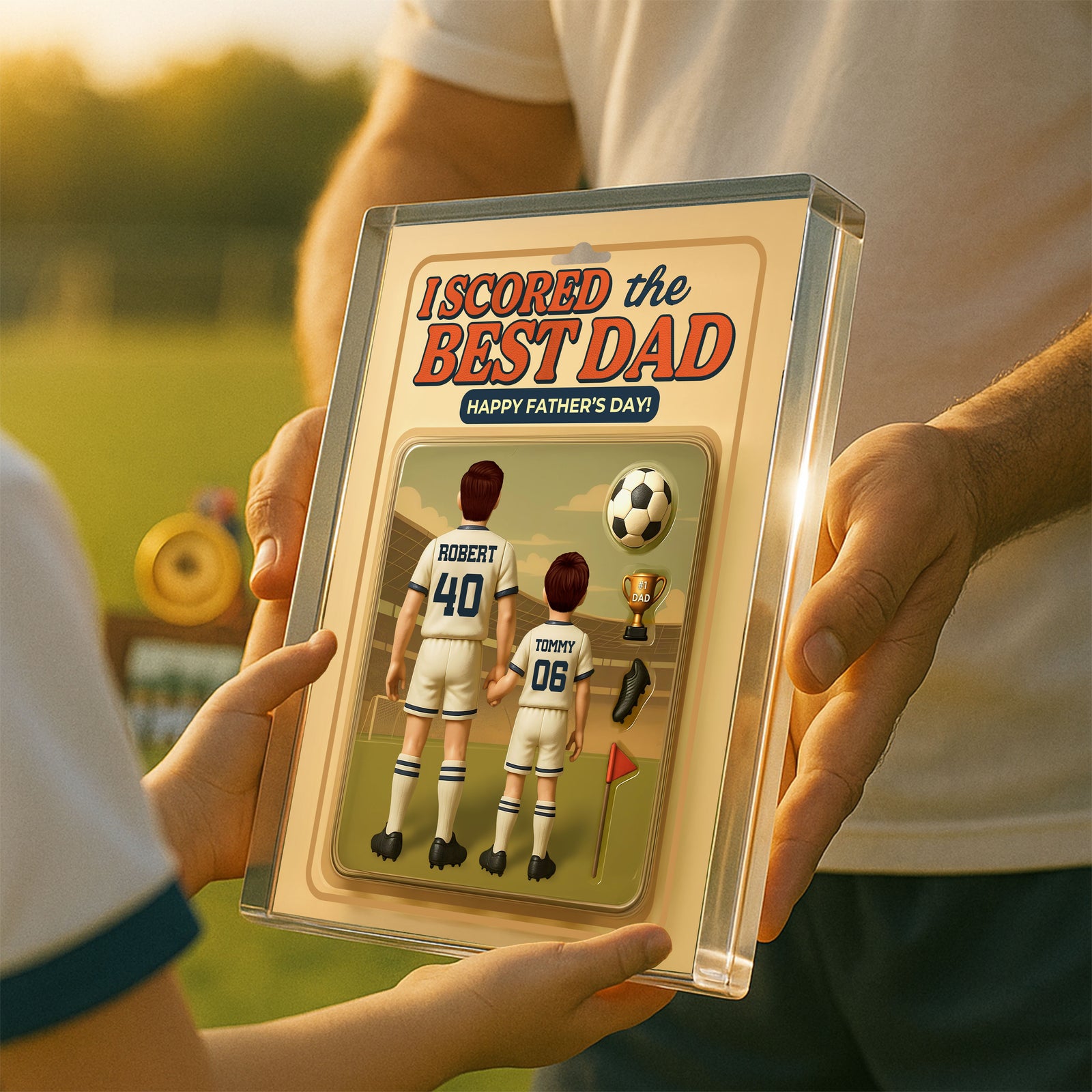 I Scored The Best Dad Soccer Custom Figure Personalized Acrylic Block Plaque, Father's Day Gift for Dad, Gift for Husband