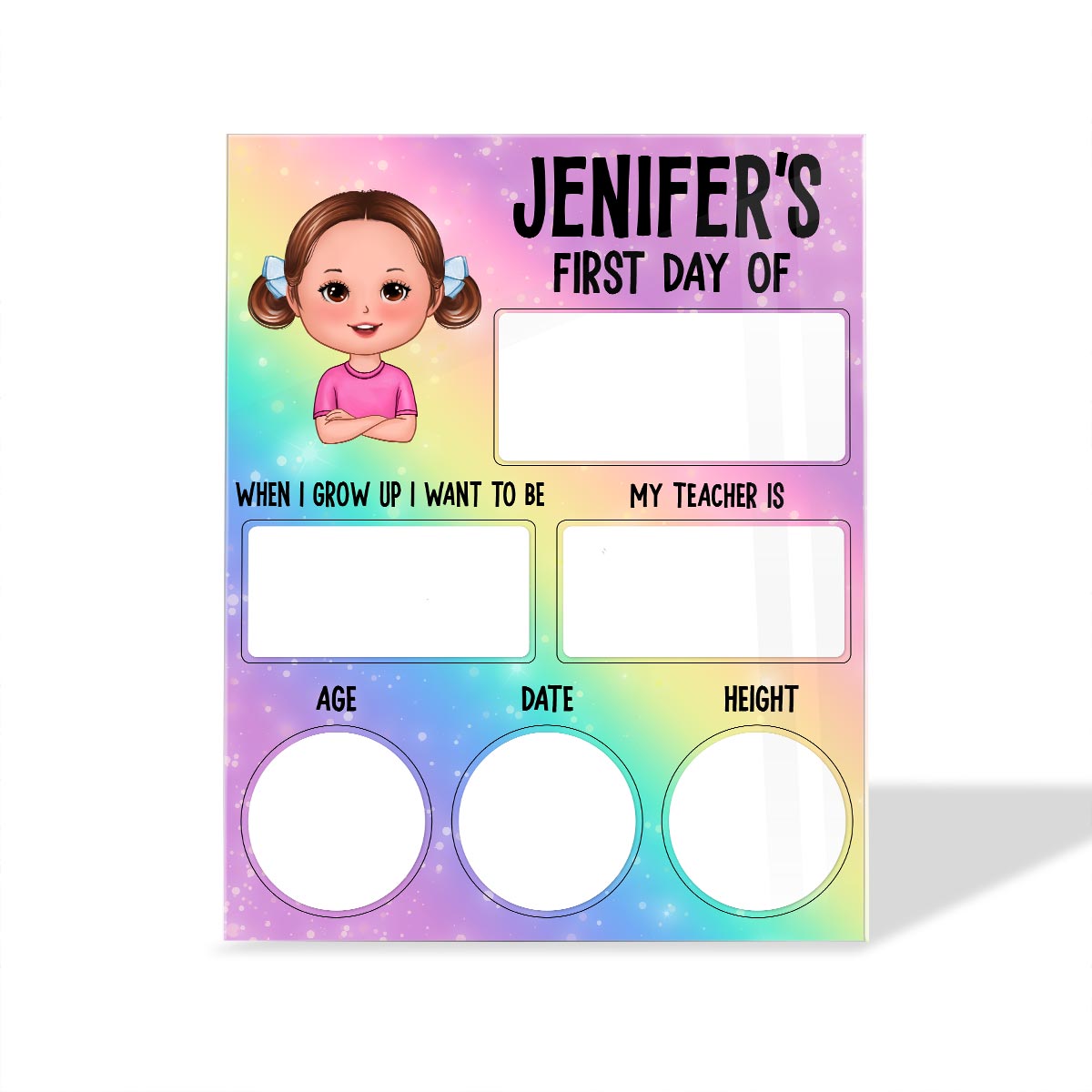 Rainbow Acrylic First Day Of School Personalized Reusable Board Sign, Back To School Gift