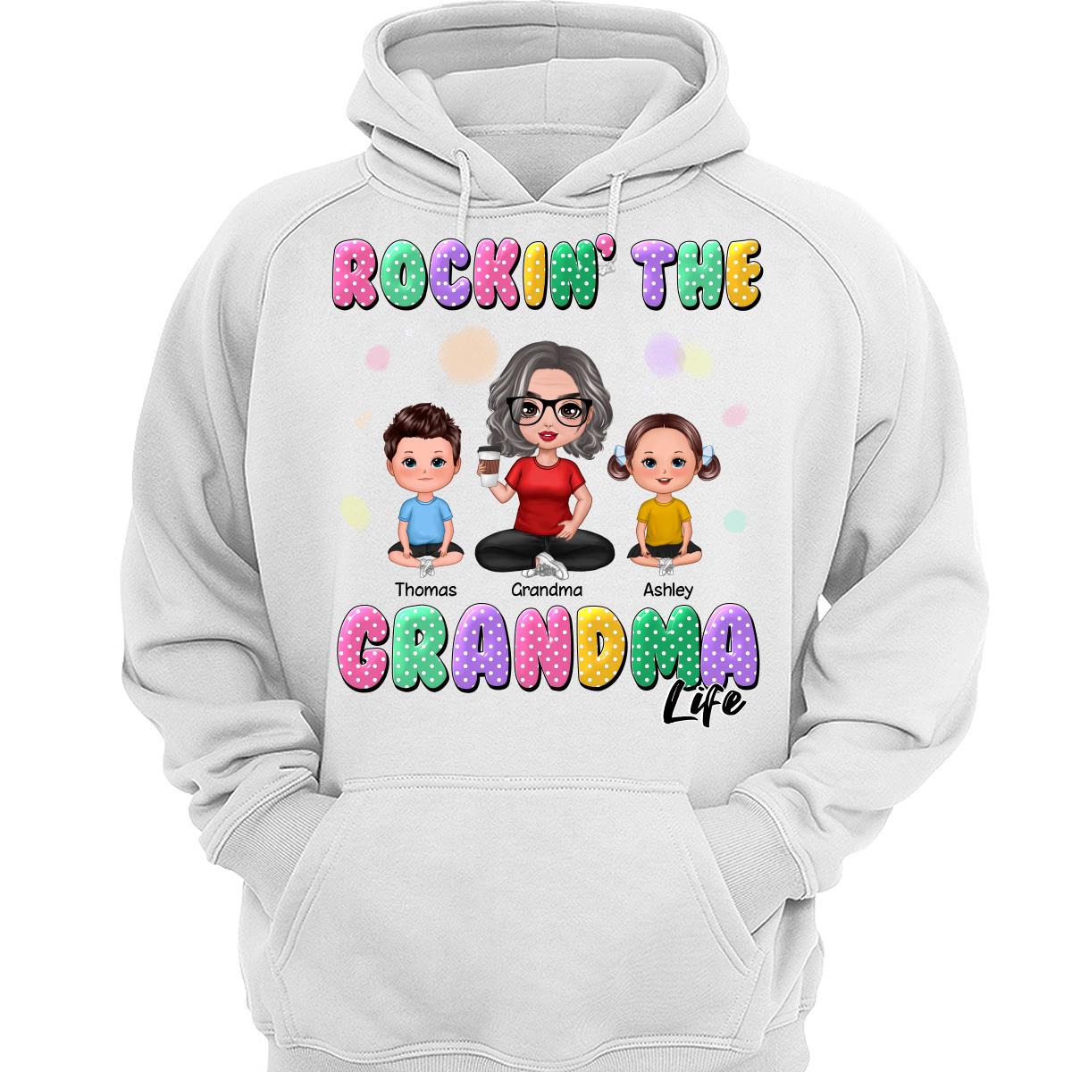Rockin‘ Grandma Life Colorful Polka Dot Personalized Shirt