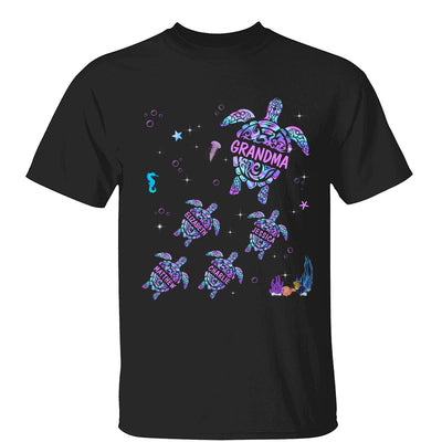 Grandma Mom Turtles Summer Hologram Personalized Shirt