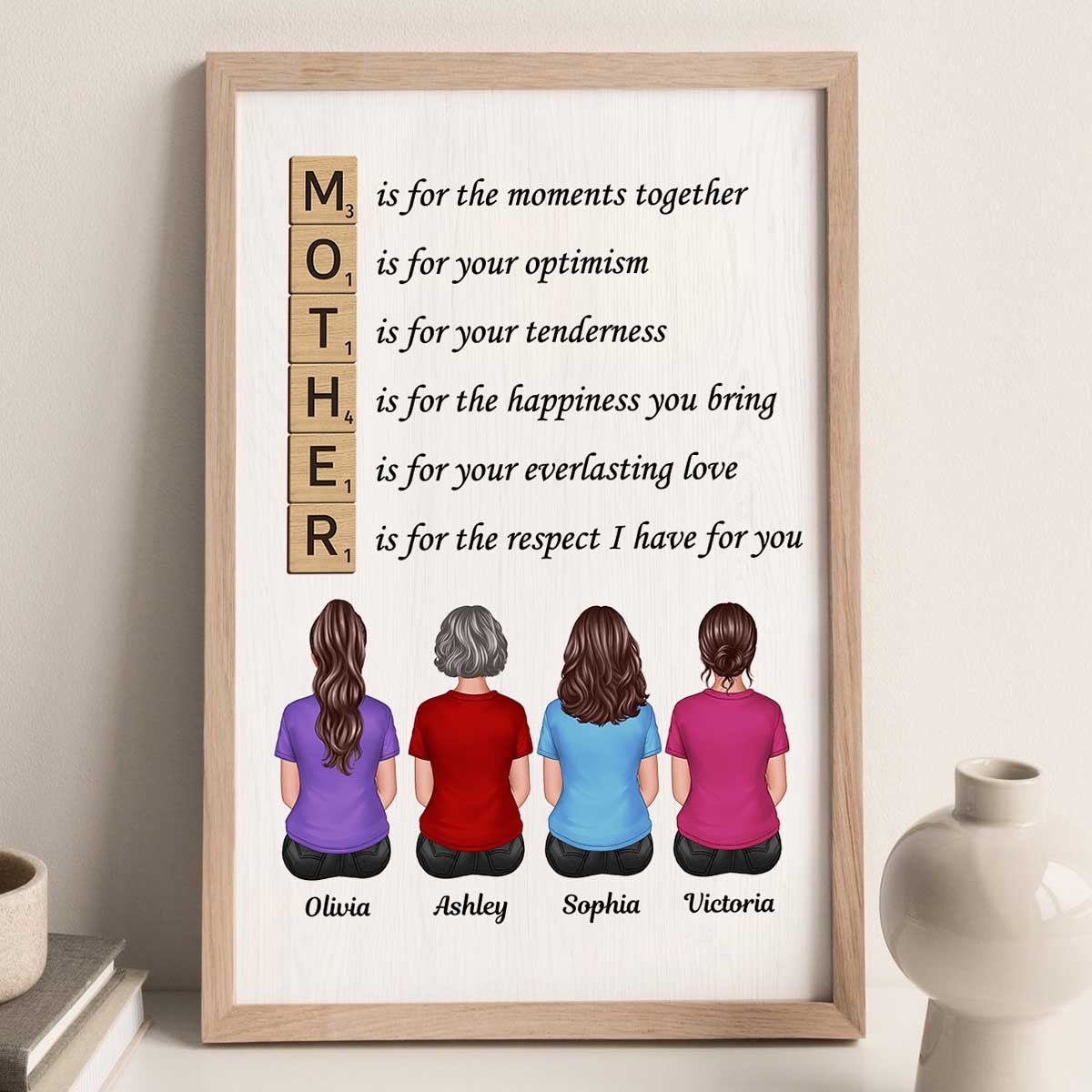 MOTHER Alphabet Tiles Gift For Mom Personalized Vertical Poster