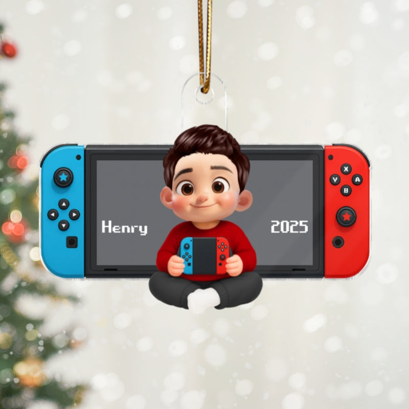 Personalized Gamer 3D Effect Ornament for Boys, Christmas Gift for Kids, Teenagers