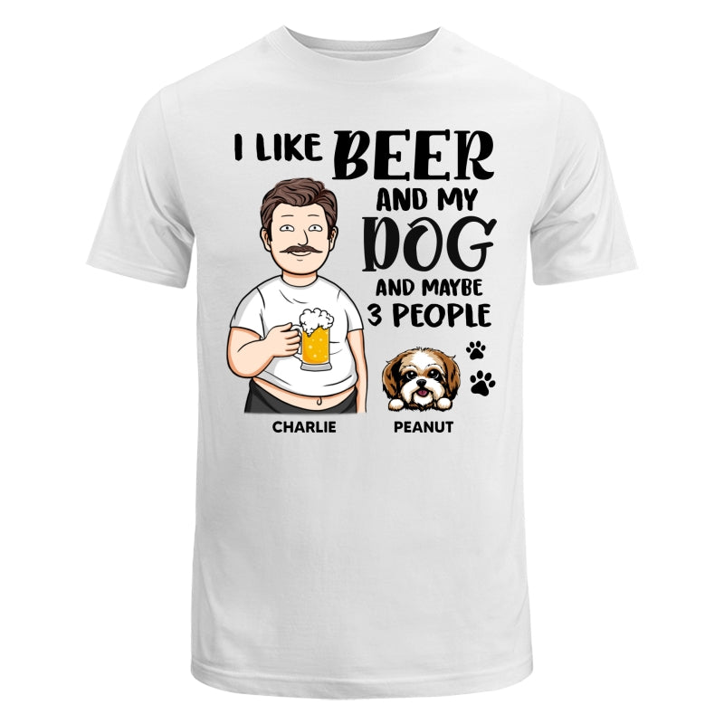 Funny Cartoon Man I Like Beer And Dogs Personalized Shirt