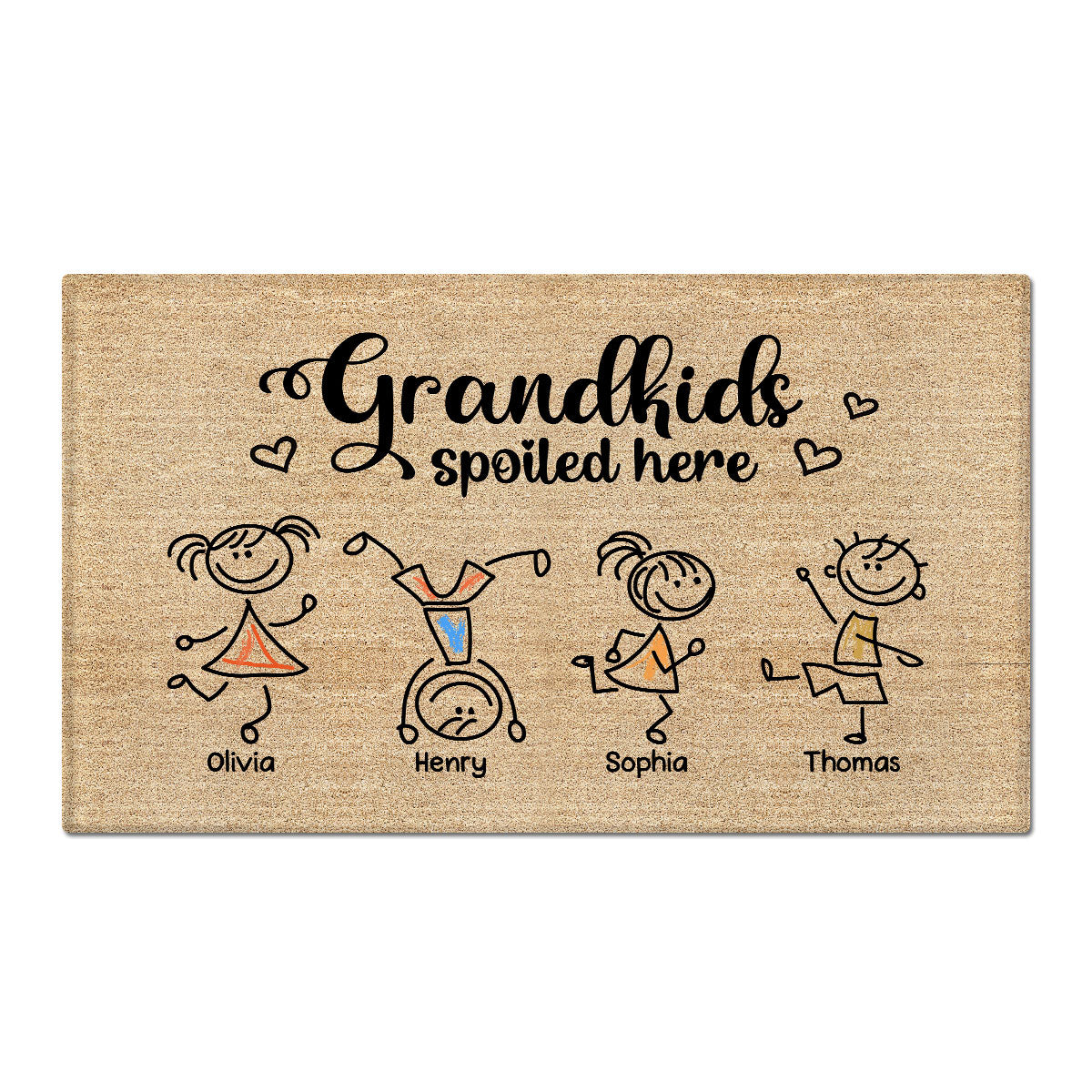 Grandkids Spoiled Here Drawing Kids Gift For Grandma Grandpa Grandparents Personalized Doormat