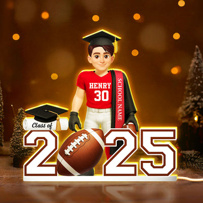 Football Boy 3D Effect Senior - Personalized Light Box - Christmas Gift Graduation Gift
