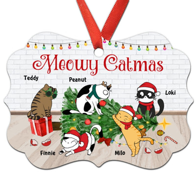 Joy Peace Purrs Christmas Cat Tree Personalized Christmas Ornament