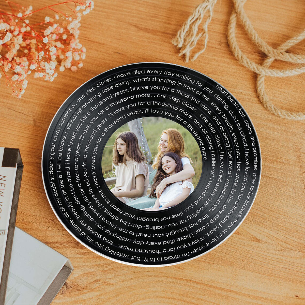 Mother & Daughter Spiral Song Lyrics Personalized Vinyl Record With Photo, Acrylic Song Plaque, Perfect 2025 Gift For Mom, Song Lyrics As Custom Messages